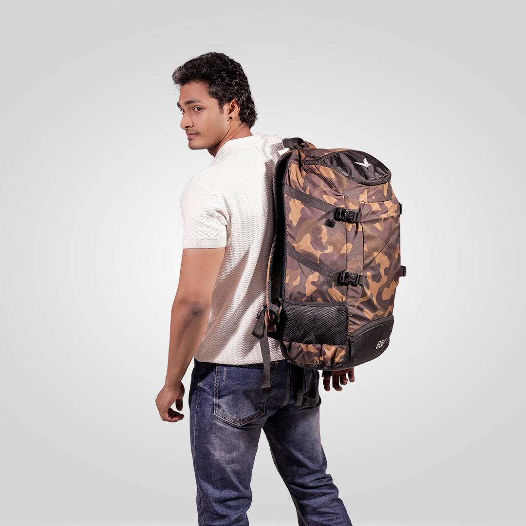 Terra Quest Backpack – 65L (Brown Camouflage Edition)