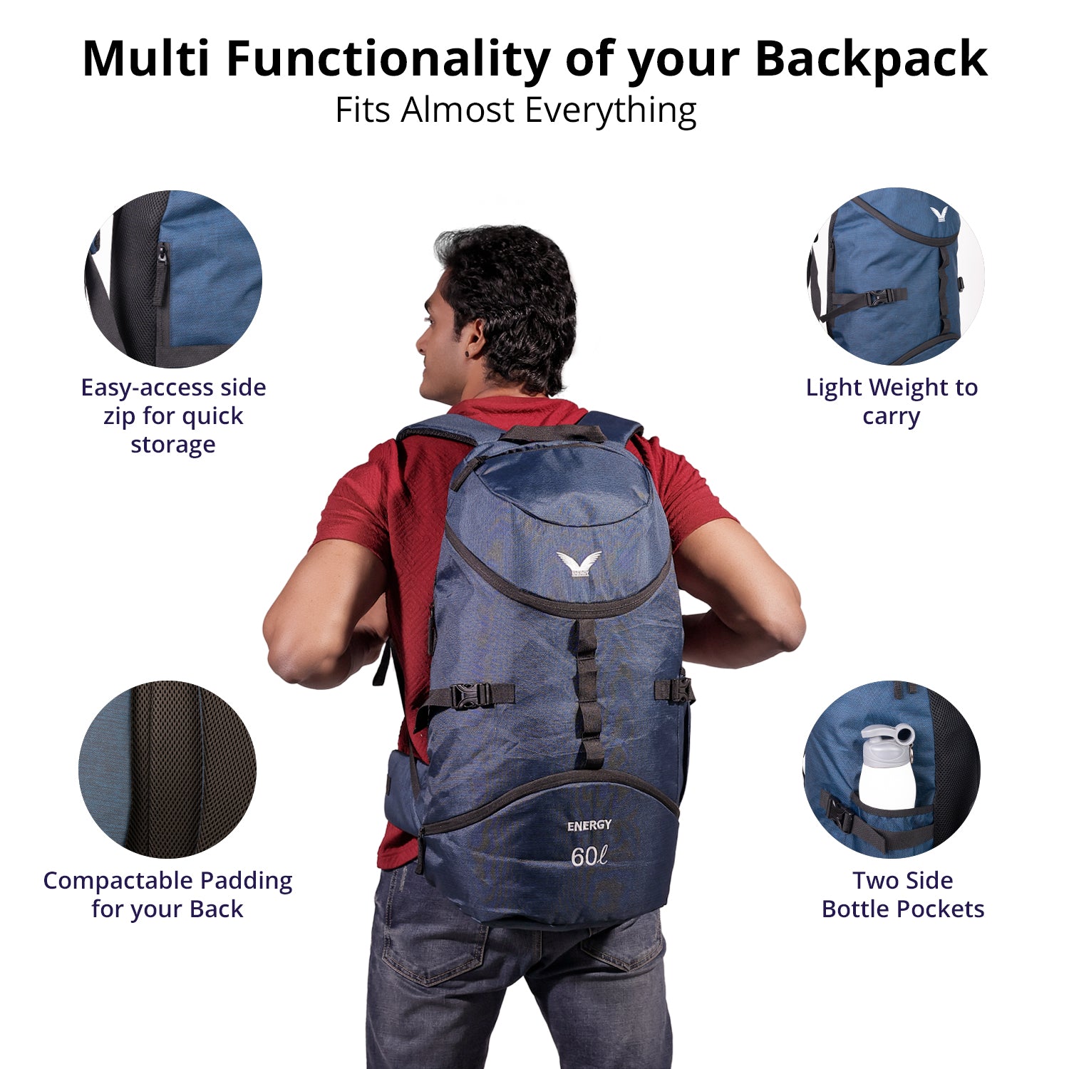 Alpine X Backpack – 60L (Navy Blue Edition)