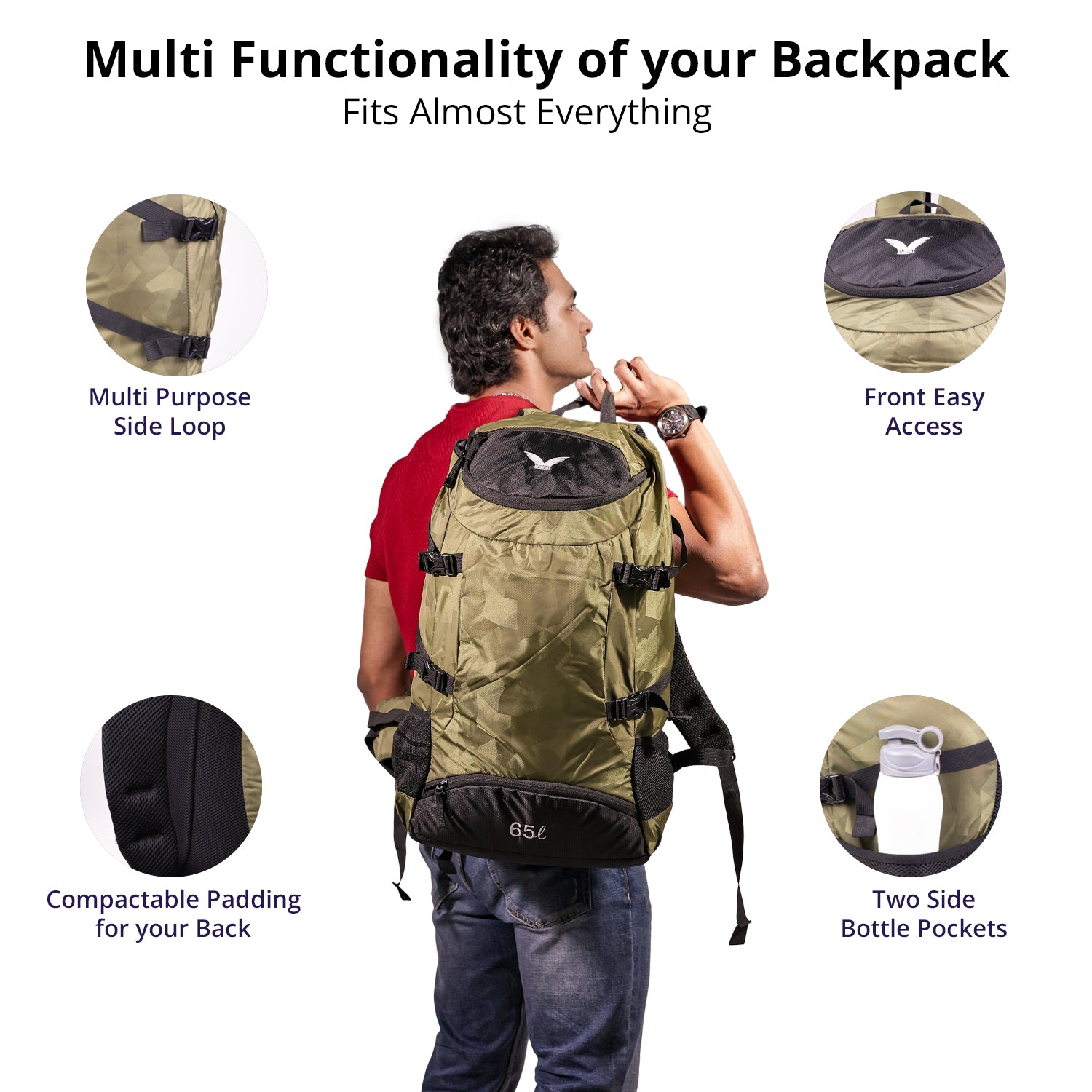 Terra Quest Backpack – 65L (Army Olive Edition)
